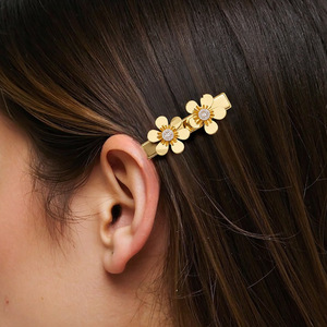 กิ๊บติดผมทำจากสเตนเลสสตีลประดับพลอยเทียมรูปดอกไม้สำหรับผู้หญิง FS71021ประจำวัน - Product Image 1