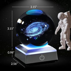 Lámpara de Mesa de Cristal 3D con Bola de Cristal de 3.15 Pulgadas, Base Táctil con Cambio de Color, Decoración de Galaxia, Eficiencia de 1.5 Lm/W - Product Image 5