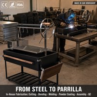 Barbecue à charbon Santa Maria robuste en acier inoxydable avec revêtement poudré, réglable en hauteur, pour extérieur et jardin