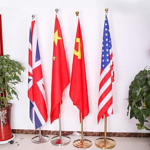 Mât de sol télescopique Double face en acier inoxydable, Base pour Table d'atterrissage intérieure, drapeau de bureau de conférence, meilleur prix - Product Image 1