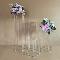 Centre de Table Élégeant de Mariage en Acrylique Transparent Moderne Rectangulaire Haut de 80cm pour Fleurs – Fournitures et Décorations de Mariage