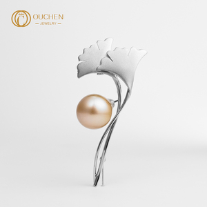 Ouchen Custom Massief Gouden Broche Hoge Kwaliteit Mode Luxe Parel Broche Voor Vrouwen Voor Verloving Of Bruiloft - Product Image 1
