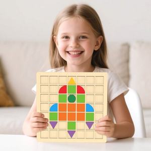 Juguetes Educativos de Madera para Niños Pequeños, Montessori, 120 Bloques, Rompecabezas de Mosaico con 40 Tarjetas de Formas para Niños - Product Image 3
