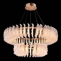 Lustre professionnel de luxe français pour salon, chambre, restaurant, villa, en verre