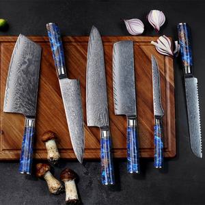 Cuchillo de chef de acero de Damasco de 67 capas con mango de resina de piñón de pino, cuchillo de cocina metálico para el hogar, venta al por mayor - Product Image 4