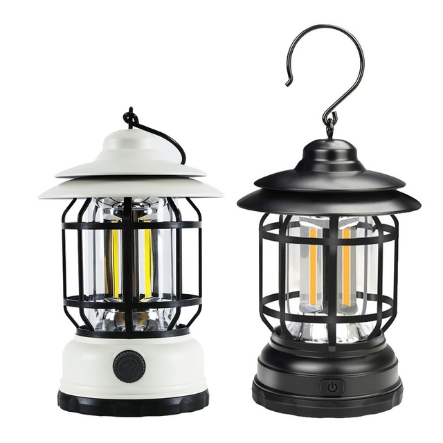 Multi-Functional Portable Rechargeable LED Lantern with IP65 Rating Warm White Light for Outdoor Camping & Garden ABS+PS Body