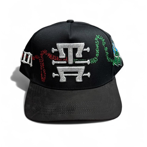 Chất Lượng Cao Người Đàn Ông Của 5 Bảng Điều Chỉnh Một Khung Rhinestone Mũ Bóng Chày Sang Trọng Dandy Thêu Thể Thao Hat Với Da Lộn Màu Đen Brim Visor - Product Image 1