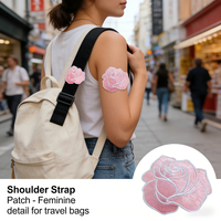 AWELLS Applique brodée 3D en chenille avec perles en PU, thermocollante et à coudre, motif rose rose, pour robes, chapeaux et créations DIY romantiques