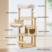 En gros Arbre à chat moderne de luxe en bois écologique, tour griffoir multi-niveaux de 150 cm de hauteur, centre d'activités pour animaux de compagnie, grand modèle en carton