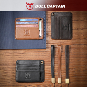 BULLCAPTAIN sottile custodia in <span class=keywords><strong>pelle</strong></span> per gli uomini <span class=keywords><strong>portafoglio</strong></span> a tasca piatta con finestra di identità e funzione di schermatura RFID - Product Image 2