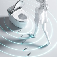 Toilette intelligente de luxe pour yacht, design élégant, en céramique, à poser au sol, chasse d'eau entièrement automatique, capteur, abattant automatique, chauffage instantané, télécommande