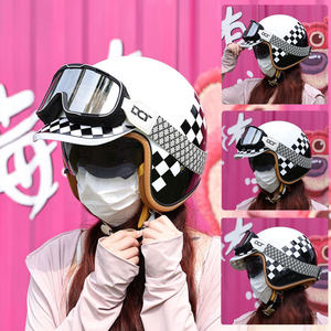 <span class=keywords><strong>Casque</strong></span> 3/4 rétro certifié 3C pour femme, idéal pour l'été, la moto, le scooter, les balades et les trajets quotidiens, toutes saisons, avec visière transparente - Product Image 2