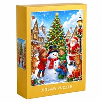 Puzzle Natal Kustom Pabrik 500 1000 Potong Karton Biru Puzzle Jigsaw Personal untuk Hadiah
