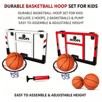 Set Ring Basket Mini Transparan PC untuk Pintu/Dinding, Permainan Tembak-tembakan Dalam Ruangan untuk Anak-anak dengan Bola & Pompa Udara, 2 Pilihan Warna