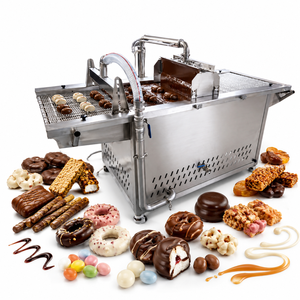 Línea Automática <span class=keywords><strong>de</strong></span> Recubrimiento <span class=keywords><strong>de</strong></span> Chocolate para Brownies, Rollos <span class=keywords><strong>de</strong></span> Pastel, Madeleines, Donas, Donas en Anillo, Profiteroles, Pasteles Daneses y Palmiers - Product Image 6