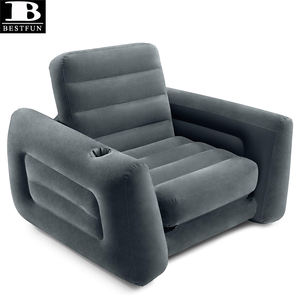 Sillón Inflable Portátil, Sofá Cama Individual con Portavasos, Superficie Aterciopelada, para el Hogar, Aire Libre, Campamento, Películas - Product Image 5