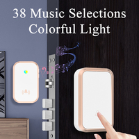 Sonnette de porte intelligente sans fil étanche avec audio, téléphone de porte, clignotant coloré, 38 mélodies, 300 m RF433, alimentée par batterie, sonnette de porte Ring