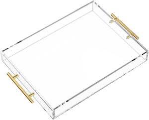 12x12 inch rõ ràng <span class=keywords><strong>Acrylic</strong></span> phục vụ khay với Vàng xử lý có thể gập lại trang trí khay cho cà phê món khai vị ăn sáng phòng tắm sử dụng - Product Image 3