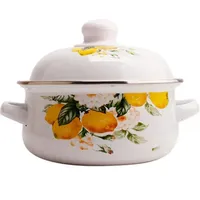 Casserole classique à double anse, ensemble d'ustensiles de cuisson en émail pour la maison, compatible induction et gaz, en métal durable