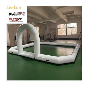 Piste de course gonflable blanche pour karts et voitures tamponneuses, aire de jeux gonflable extérieure pour enfants - Product Image 4