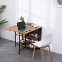 Table à manger en plastique, Table de cuisine multifonctionnelle avec 2 supports de rangement et 2 roues, Table de cuisine extensible pour gagner de l'espace