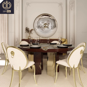 Búa đồng gỗ đen và vàng đắt tiền Bàn Ăn Tròn nghệ nhân độc quyền bàn ăn <span class=keywords><strong>bespoke</strong></span> - Product Image 2