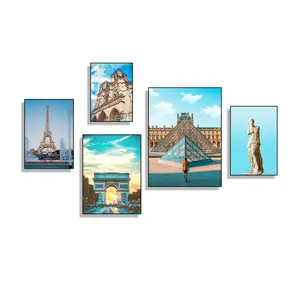 Newest Picture Constructure Building Designs Stretched Canvas Oil Painting Wall Frame Printed Paper Art with Frame Wall Deco DX