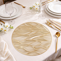 Set de table rond en PVC doré, imperméable, résistant à l'huile, résistant à la chaleur, lavable, pour dîner, mariage, banquet