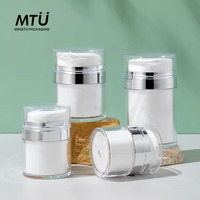 Flacons pompe airless en plastique acrylique blanc nacré argenté vides de 50 ml et 100 ml pour emballages de soins du visage