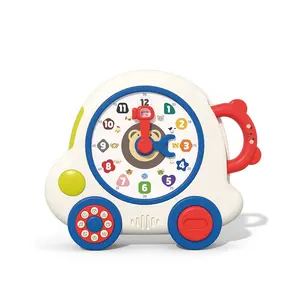 Reloj de aprendizaje Montessori, juguete para niños pequeños, Educación Temprana, reloj de enseñanza cognitiva, máquina de aprendizaje de juguete para niños con luz musical