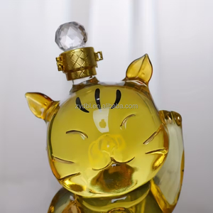 2025 modello carino colore trasparente portafortuna a forma di gatto bottiglia di vino in vetro per bar e famiglie per la <span class=keywords><strong>collezione</strong></span> di <span class=keywords><strong>Whisky</strong></span> - Product Image 4