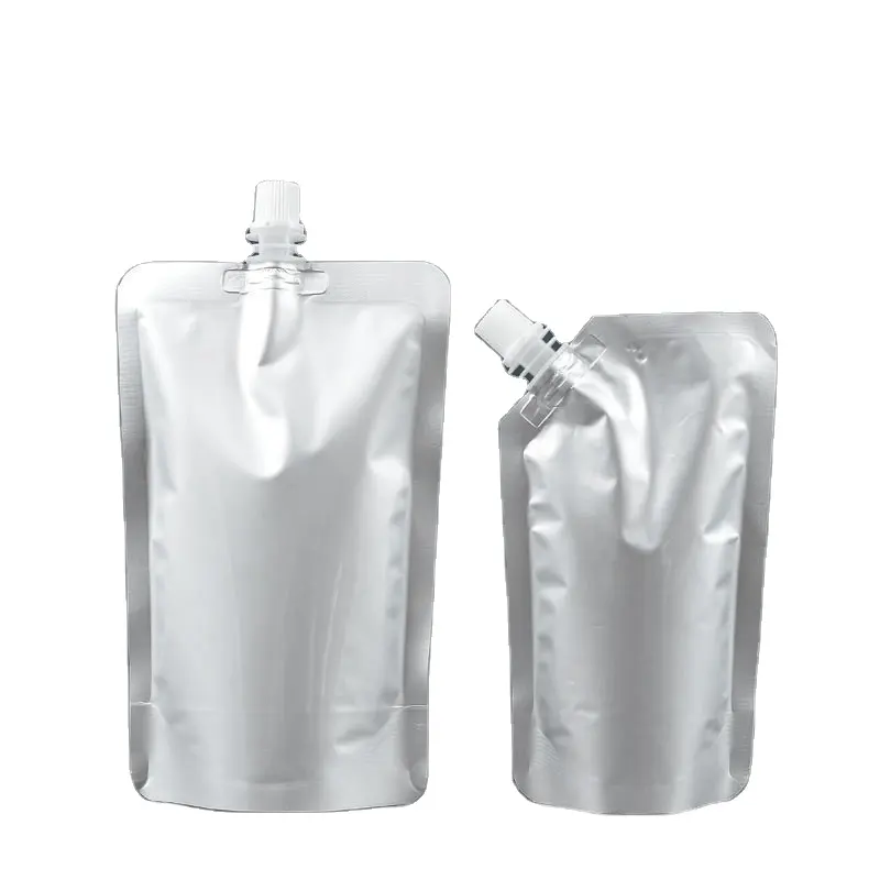 In Stock 300ml 500ml Aluminum Foiled Stand Up Pouch With Spout For Juice Drinking Aluminum Foil Stand Up Spout Pouch For Liquid