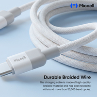 Câble Type-C Miccell PD 60W à charge rapide, câble de données tressé C vers C pour téléphone, vente en gros, avec transmission de données 480 Mbps