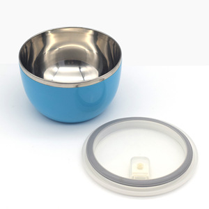 Stainless Steel Instant Noodle Bowl With Handle Airtight <b>Lunch</b> <b>Box</b> For Students Round Solid Color Pink Blue Green - Product Image 5