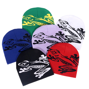 Bonnet en tricot jacquard avec motif grenouille personnalisable en gros Chapeau d'hiver cool avec imprimé animal pour le voyage - Product Image 2