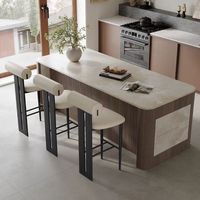 Tabouret de bar moderne en cuir et bois de noyer, style industriel, pour restaurant, hauteur de comptoir, luxe nordique