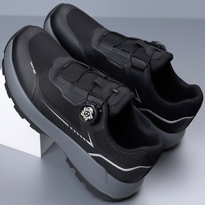 รองเท้าวิ่งผู้ชายสีเบจสีดำแบบมีหัวเข็มขัดปิด พื้นรองเท้านุ่ม ทนทานต่อการสึกหรอ รองเท้ากีฬาลำลองสำหรับเดินทาง โฟร์ซีซั่นส์ - Product Image 2