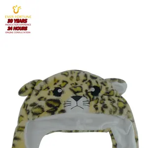 Nuovo cappello di testa di peluche personalizzato cappelli di animali in pelliccia sintetica berretti Gorras all'ingrosso con orecchie in movimento leopardo Logo personalizzato poliestere Unisex