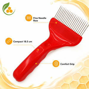 Horquilla Desoperculadora para Apicultura, Mango <span class=keywords><strong>de</strong></span> Plástico Rojo, Aguja <span class=keywords><strong>de</strong></span> Acero Inoxidable, Raspador <span class=keywords><strong>de</strong></span> Panal <span class=keywords><strong>de</strong></span> Miel, Herramientas para Colmenas <span class=keywords><strong>de</strong></span> <span class=keywords><strong>Abejas</strong></span> para Granjas Apícolas - Product Image 6