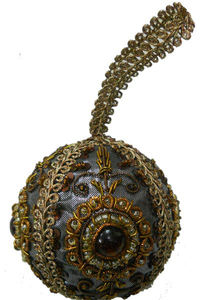 Boules de Noël décoratives en tissu rond, broderie zari, boule de Noël suspendue - Product Image 2