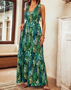 Vestido verde con tirantes en <span class=keywords><strong>la</strong></span> espalda y estampado tropical para mujer - Product Image 4