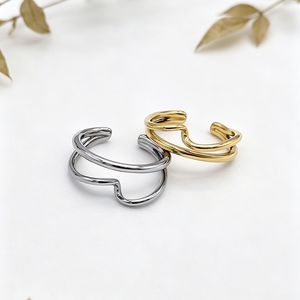 yunnique Minimalist Geometric <b>Open</b> <b>Ring</b> Gold Silver Plated Titanium Steel Unisex Index Finger Fashion Jewelry Daily Wear - Product Image 4