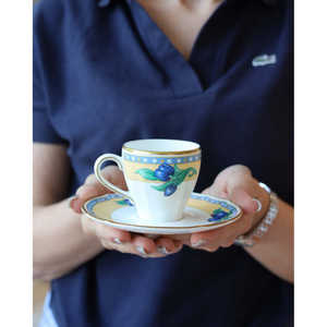 Juego de 12 Tazas de Café Richard Ginori con Forma de Duquesa, Decoración de Tulipanes Azules, Aislamiento Térmico, con Asa y Cuchara, en Existencia, 0g - Product Image 2