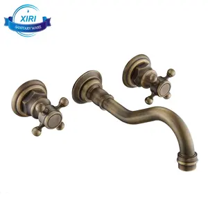 Wall mounted bathroom faucet dual handle separated type three holes antique bathtub faucet XR-GZ-8208