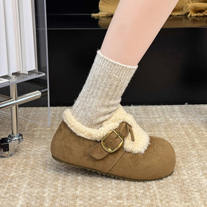 รองเท้าบูทบุขนสั้นสำหรับผู้หญิง รุ่นเพิ่มความสูงด้านใน สไตล์เรโทร ยี่ห้อ Birkenstocks เหมาะสำหรับฤดูหนาว พื้นหนา วัสดุไมโครไฟเบอร์ บุขนเทียม - Product Image 4