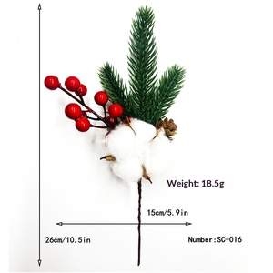 Eco-Friendly Christmas Supplies Soft Touch Artificial Berry Red Berry Leaves <b>Pinecone</b> Branch for Holiday Xmas - Product Image 6