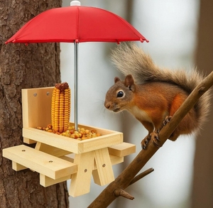 Sáng Tạo Ngoài Trời Bằng Gỗ Pet Bàn Ăn Băng Ghế Dự Bị Sóc Trung Chuyển & Ngô Đứng Vật Nuôi Bát & Ăn Thoải Mái Cho Ăn Nền Tảng - Product Image 4