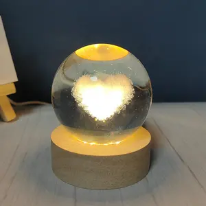 New Design 3D Art Crystal Ball Lamp On Desk DIY Child Night Light Gift USB System Table Lamps Bedroom Office Festival Decor