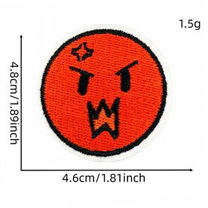 Patch thermocollant rond brodé mignon avec expressions émotionnelles de dessins animés (joie, colère, tristesse, bonheur) pour vêtements et sacs - Product Image 5
