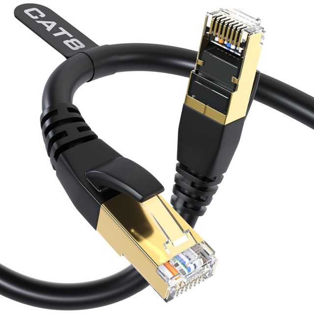 Cat 8 Ethernet Cable, Heavy Duty High Speed 2000Mhz with Gold Plated RJ45 Connector,F/FTP Cord for Router, Modem, PC, Gaming